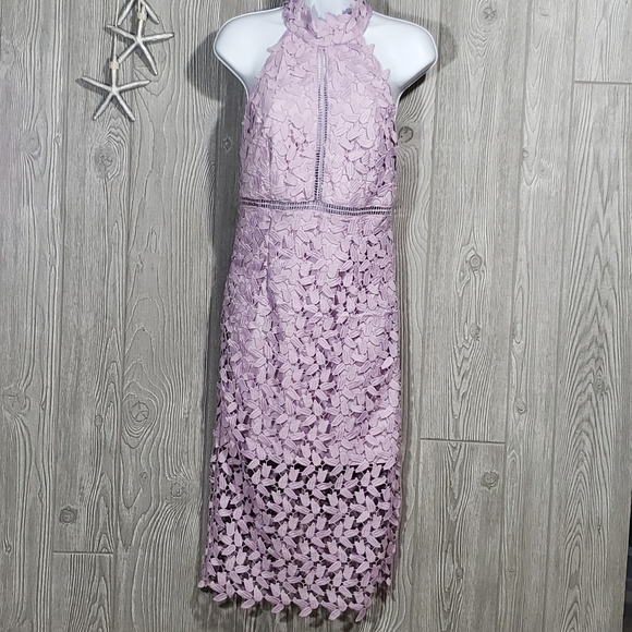 Bardot Gemma Dress Size 6 Halter Embroidered Lace Sleeveless Wedding - Picture 4 of 13